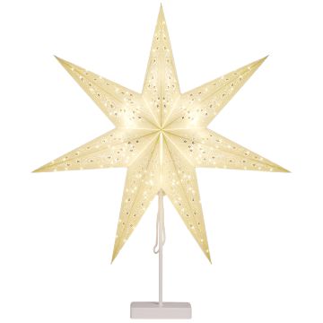Kerstster Papier LED Wit Pailletten incl Standaard