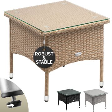 Polyrotan Bijzettafel Grijs-Beige 50x50x45cm