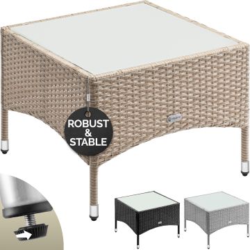 Polyrotan Bijzettafel Grijs-Beige 58x58x42cm