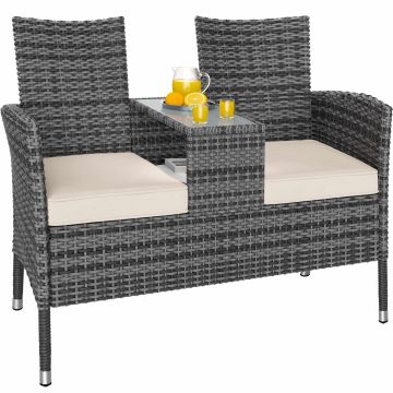 Polyrotan Tuinbank Grijs/Beige 145x58x87cm