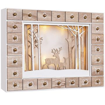 Adventskalender Winterlandschap Hout LED