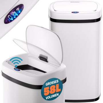 Sensor Vuilnisbak roestvrij staal Wit/Crème 58L