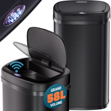 Sensor Vuilnisbak roestvrij staal Zwart 58L
