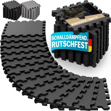 Vloerbescherming/puzzelmat Set van 18 Zwart 175x88x1cm