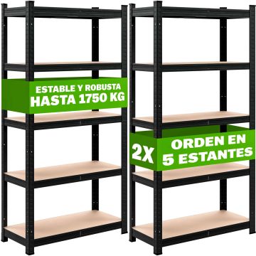 Stellingkast 2 Stuks Zwart 180x90x40cm