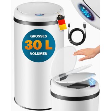 Sensor afvalbak Wit roestvrij staal 30 liter