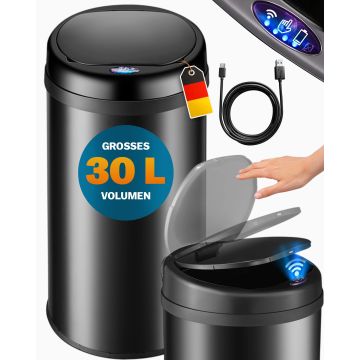 Sensor afvalbak Zwart roestvrij staal 30 liter