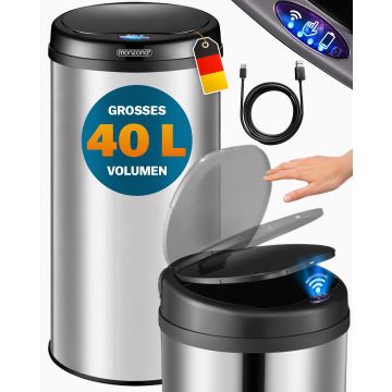 Sensor afvalbak Zilver roestvrij staal 40 liter