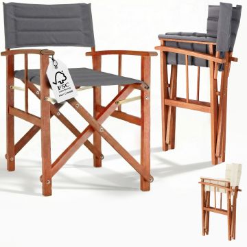 Directeursstoel Premium antraciet FSC®-gecertificeerd eucalyptushout Bekleed tot 160 kg
