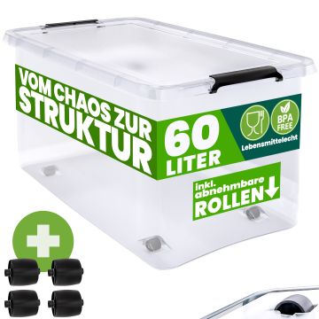 Opbergbox Deksel Transparant 60x40x35cm 60L