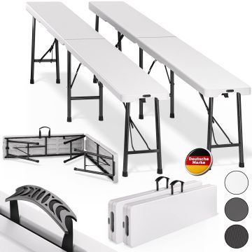 Tuinbank Set van 2 Wit Kunststof 180cm