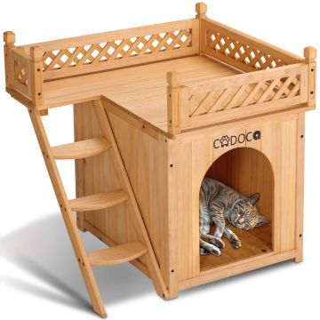 Kattenhuis Bruin Hout FSC®-gecertificeerd 53,5x54,5x64,5cm