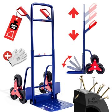 Steekwagen Blauw Rood Staal 65x47x115cm 200kg Trap