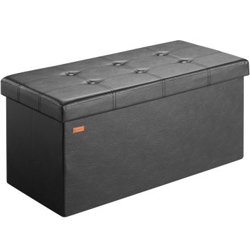 Opbergkist Zwart MDF Kunstleer 80x40x40cm 100L