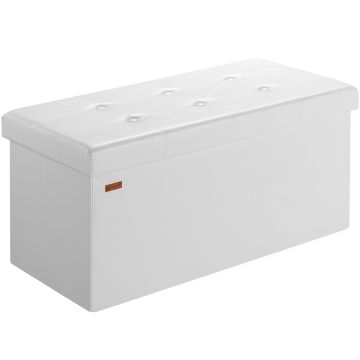 Opbergkist Wit MDF Kunstleer 80x40x40cm 100L