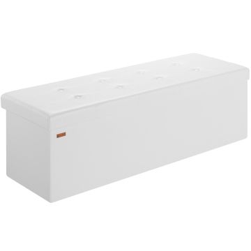 Opbergkist Wit MDF Kunstleer 115x40x40cm 131L