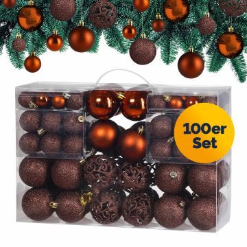 Kerstballen Bruin 100-delig