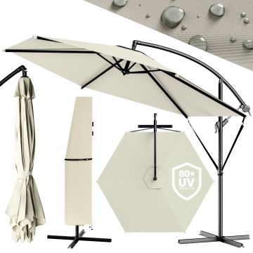 Zweefparasol Crème Aluminium Ø300cm UV-bescherming 80+