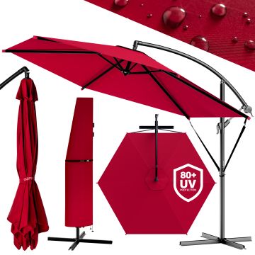 Zweefparasol Rood Aluminium Ø300cm UV-bescherming 80+