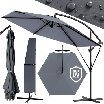 Zweefparasol Antraciet Alu Ø330cm UV-bescherming 80+