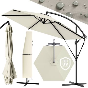 Zweefparasol Crème Alu Ø330cm UV-bescherming 80+