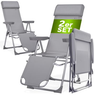 Tuinstoel met Hoge Rugleuning 2 Stuks Antraciet Aluminium