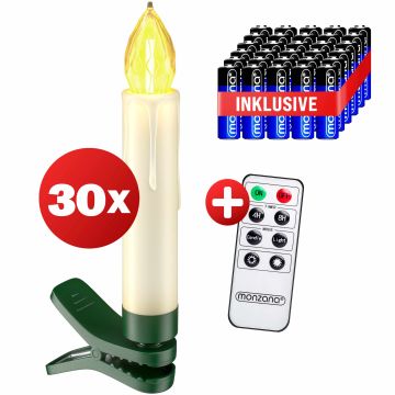 Kerstboomverlichting 30 LED Kaarsen Draadloos Warmwit