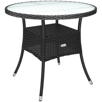 Polyrotan Balkontafel Zwart Ø80cm
