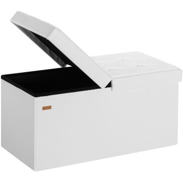 Bank Wit 76x38x38cm met opbergvak opvouwbaar