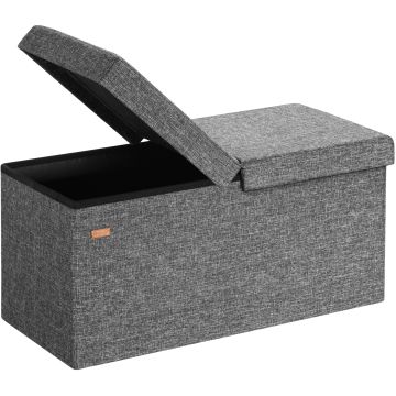 Opbergbank Donkergrijs 80x40x40cm met opbergvak opvouwbaar