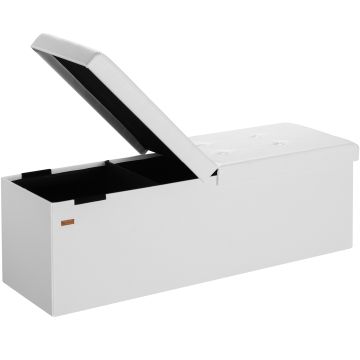 Bank Wit 115x38x38cm met scharnierend deksel