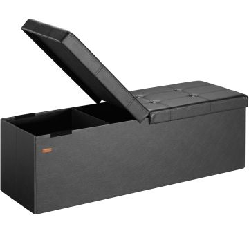Bank Zwart 115x38x38cm met Scharnierend Deksel
