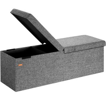 Bank Donkergrijs 115x38x38cm met Scharnierend Deksel