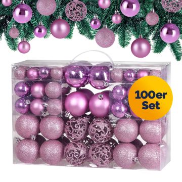 Kerstballen Roze 100-delig