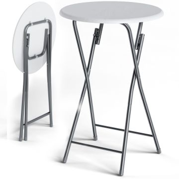 Statafel Wit Houtlook Ø60cm Inklapbaar