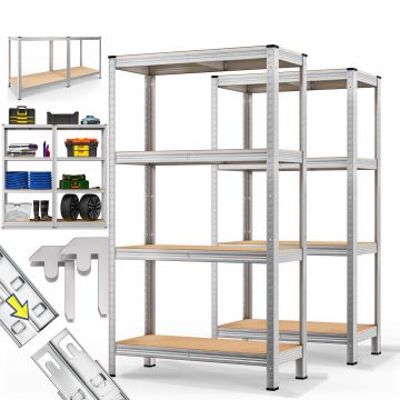 Stellingkast met 4 Planken Set van 2 160x90x40 cm 700kg