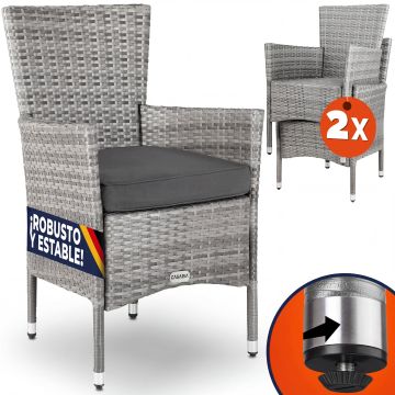 Polyrotan Tuinstoelen 2 Stuks Grijs stapelbaar