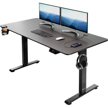 Zit sta bureau Zwart 140x60x73-118cm