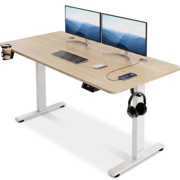 In hoogte verstelbaar bureau Bruin 140x60x73-118cm