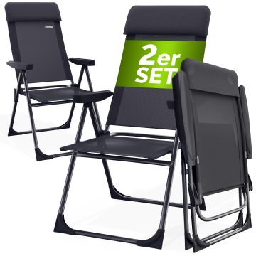 Tuinstoel met Hoge Rugleuning 2 Stuks Antraciet Aluminium