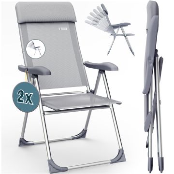 Tuinstoel 2 stuks Grijs Aluminium Inklapbaar