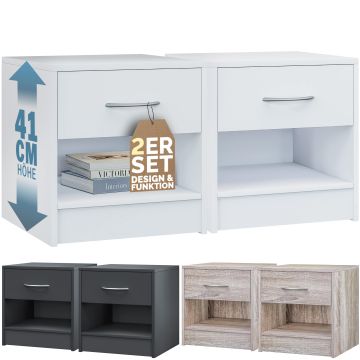 Nachtkastje Kiel set van 2 Wit 41x39x28cm