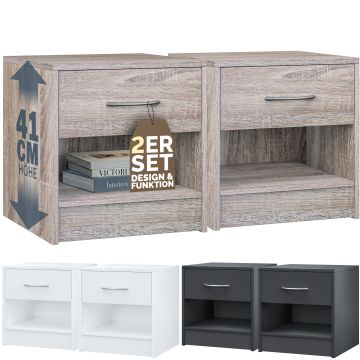 Nachtkastje Kiel set van 2 Eik 41x39x28cm