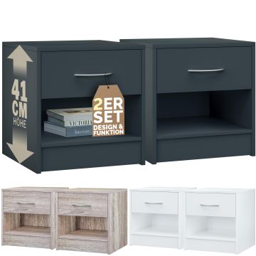 Nachtkastje Kiel set van 2 Antraciet 41x39x28cm