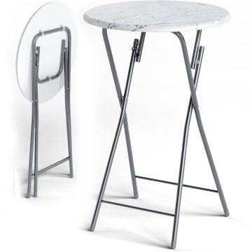 Statafel 2 stuks Wit Marmerlook Ø60cm Inklapbaar