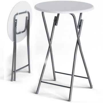 Statafel 2 stuks Wit Houtlook Ø60cm Inklapbaar