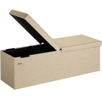 Opbergbank Beige 115x38x38cm met opbergvak opvouwbaar