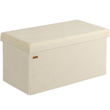 Opbergbank Beige Koord 76x38x38cm MDF opvouwbaar