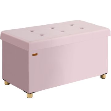 Opbergbank Roze Fluweel 76x38x42cm opvouwbaar