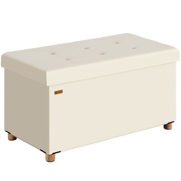 Opbergbank Beige Fluweel 76x38x42cm opvouwbaar